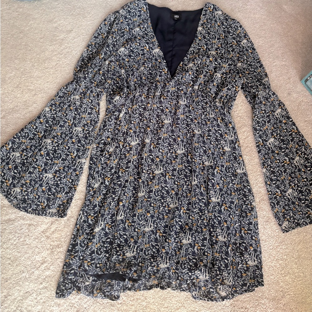 Lucca Bell Sleeve Plunge Dress